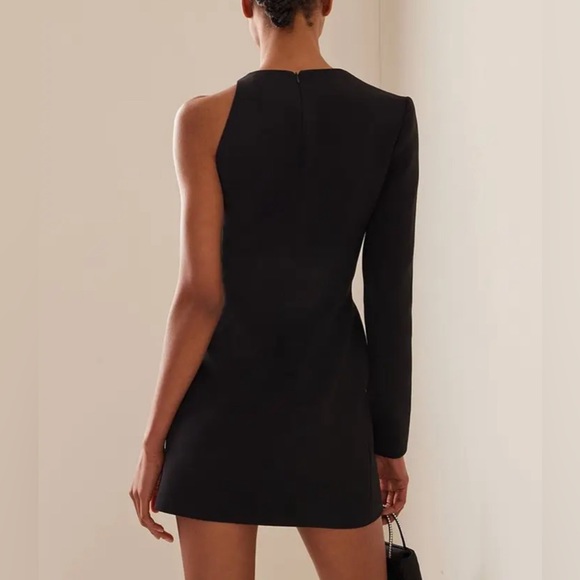 Lena Vie Crystal Mid Black Bandage Dress With Crystal Mesh Inlay - Picture 3 of 8